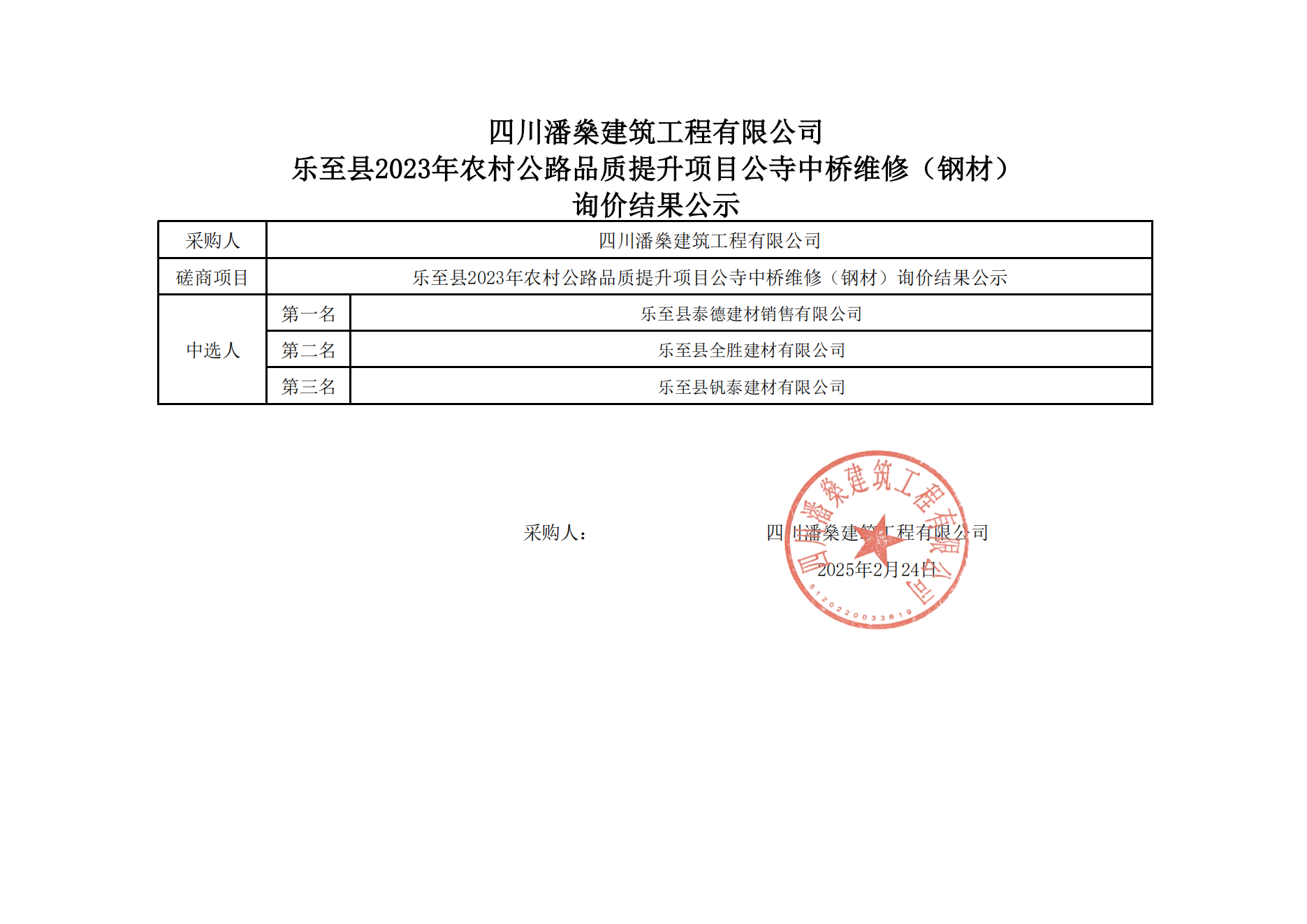 乐至县2023年农村公路品质提升项目公寺中桥维修（钢材）_00